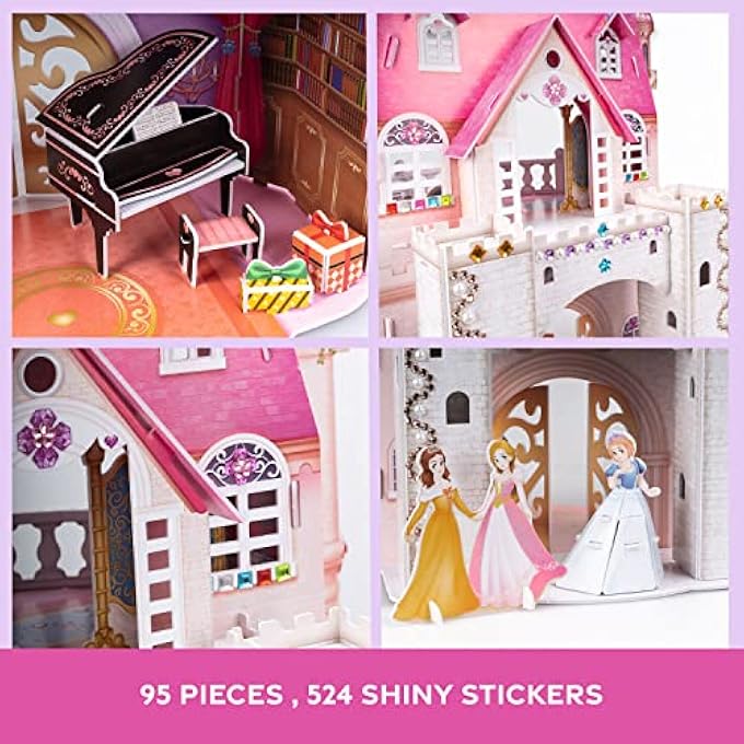3D PUZZLE PRINCESS BIRTHDAY - 3D PUZZLE FOR CHILDREN | PRINCESS CASTLE | 95 PIECES | 524 STICKERS | 5+ YEARS - Image 4